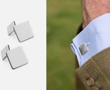 Item 14 - 1 pair Silver Square Cufflinks (plus engraving)